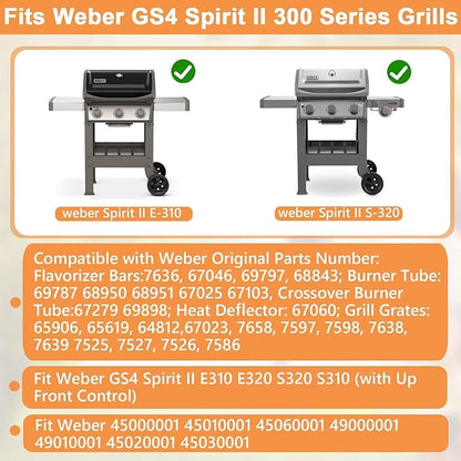 Spirit 2 Grill Parts for Weber GS4 Spirit II 300 SER Replacement for Weber Grill Accessories 3400302 7636 67046 Flavorizer Bars, 67060 Heat Deflector, 7638 7856 7860 Grates, 67025 69787 Burner Tubes