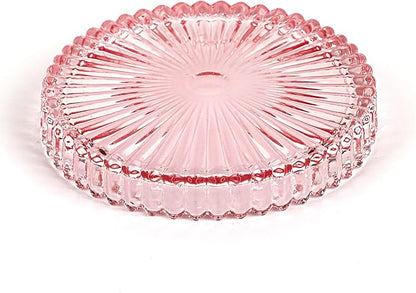 Modern Clear Glass Coaster Set of 8- Coffee Table Coasters, Crystal Coaster Round Cup Mats, Coasters for Office, Kitchen, Bar, Dining Room, Living Room, Patio(Clear Pink)