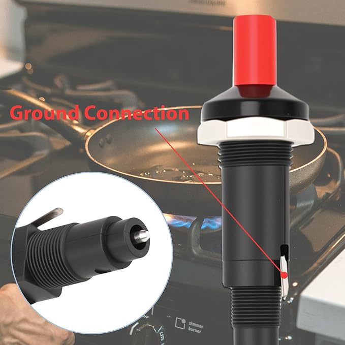 2 Pairs Piezo Grill Igniter Replacement Spark Ignition Kit BBQ Electrode Metal Threaded Ceramic Push Button for Gas Grill Range Heater Stove Fireplace Oven