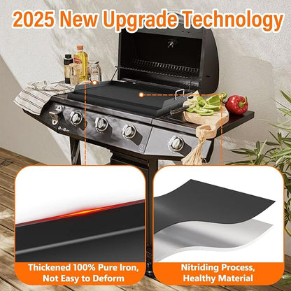 COZEER Cast Iron Griddle 17＂×13＂,Nonstick Griddle for Gas Grill with Groove | Universal, Muti-Purpose, Pre-Seasoned, Upgrated, for Camping, Tailgating, Paties