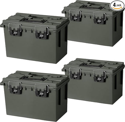 Sheffield XL Ammo Box Made in USA, Stackable Lockable Ammo Storage Box | 4 Pack Lockable Storage Box, Water and Dust Resistant Dry Box, Secures Hunting Gear, Gun Accessories, Supplies, and Bullets