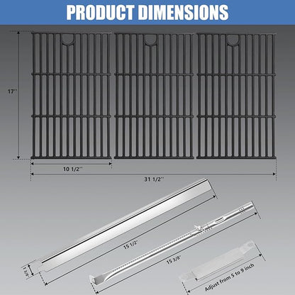 Criditpid Grill Replacement Parts for Charbroil 463229521 463229021 463228622 463259223 463284422, G426-0005-W1 Grill Grates, Heat Plates, Burners and Igniter for Charbroil Performance 6 Burner Grill