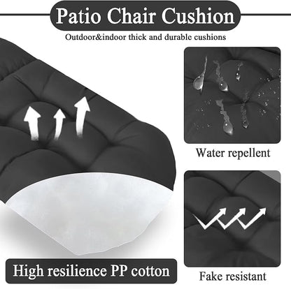 Adirondack Chair Seat Cushion for Outdoor Patio Wicker Porch Furniture | Waterproof cover with straps, PP cotton, high back thick seat pad for adirondack rocking chair lawn indoor outdoor 44x19x4