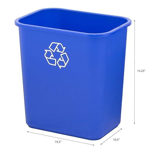 United Solutions 7 Gallon / 28 Quart Space Saving Recycling Bin, Fits Under Desk and Small, Narrow Spaces in Commercial, Kitchen, Home Office, and Dorm, Easy to Clean, 2 Pack, Recycle Blue | Slim 30.8-quart recycling bins fit small spaces in offices, k...