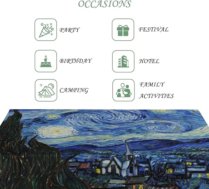 54x78 Inch Van GOG Rectangle Tablecloth Oil Painting The Starry Night Table Cloth Abstract Art Washable Durable Table Cover for Dining Garden Atelier BBQ Home Decor
