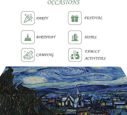 54x108 Inch Van GOG Rectangle Tablecloth Oil Painting The Starry Night Table Cloth Abstract Art Washable Durable Table Cover for Dining Garden Atelier BBQ Home Decor