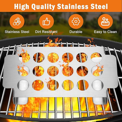 18 Hole Jalapeno Grill Rack for Chili, Stainless Steel Barbecue Chili Peppers Grill Rack with Handle, Jalapeno Popper Stand for BBQ Smoker or Oven (Silver)