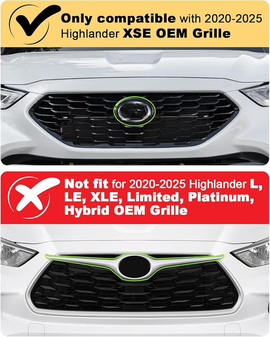 LED Front Grill Lights for Toyota Highlander XSE 2020-2025 2026, Yellow | Highlander XSE Raptor Grille Lights, Upgrade Highlander XSE LED Lights, Snap-in Installation, OEM Style, Off-road Driving