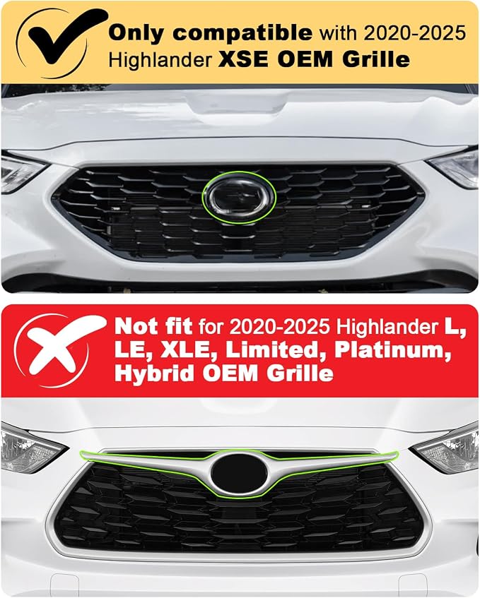 LED Front Grill Lights for Toyota Highlander XSE 2020-2025 2026, White | Highlander XSE Raptor Grille Lights, Upgrade Highlander XSE LED Lights, Snap-in Installation, OEM Style, Off-road Driving