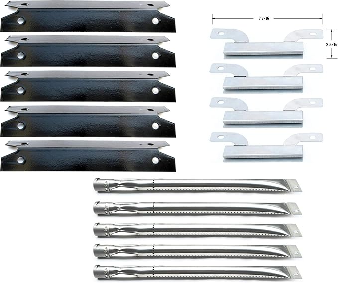 Parts Kit DG132 Replacement for Gas Grill Brinkmann 810-1575-W Gas Grill Parts Kit (Stainless Steel Burner + Stainless Steel carry-over tubes + Porcelain Steel Heat Plate)