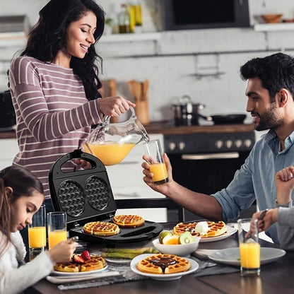 OSTBA Mini Waffle Maker, Double 4-Inch Belgian Waffle Iron | 750W Heating Makes Two Waffles at Once with Nonstick Plates, Indicator Lights, Cool-Touch Handle and Compact Storage