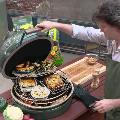 5 Piece Replacement Kit for Big Green Egg Large, Rack for Eggspander 5 Piece Kit Conveggtor Basket 304 Stainless Steel Grill Stack Rack with Removable Cooking System Expander Rack