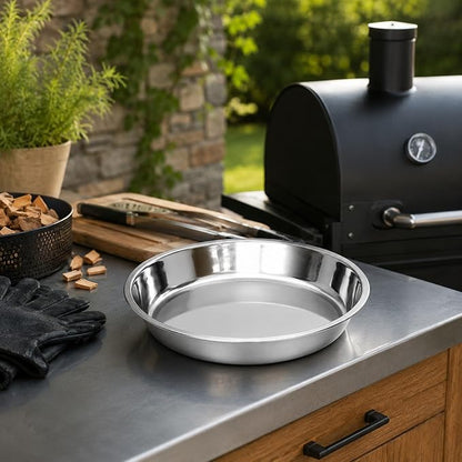 LOGOFUN Stainless Steel Charcoal Pan Stainless Steel Grill Ash Plate Metal Round Charcoal Smoke Pan for Kitchen Home Supplies - 9.3X9.3X1.3in