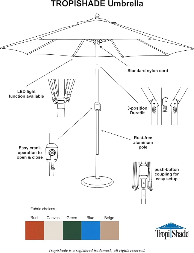9 ft Umbrella with Antique White Color Polyester Cover