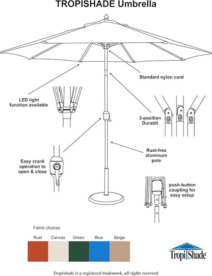 9 ft Umbrella with Antique White Color Polyester Cover