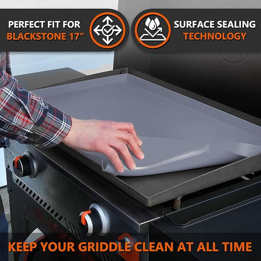 17" Silicone Griddle Mat for Blackstone 17 Inch Grill, Heavy Duty Food Grade Silicone Griddle Cover, Protect Your Grill from Dirt & Rust All Year Round (Gray)