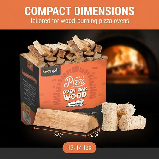 Kiln Dried Pizza Oven Wood 5-6 Inch Oak Logs – 12-14 lbs Mini Split Firewood with 10 Natural Fire Starters – Cooking Wood for BBQ, Grilling, Smoking, and Outdoor Pizza Ovens