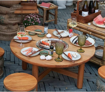 Barbecue Grill Chinese Barbecue Table Garden Outdoor Teak Tea Cooking Patio Decoration Low Tables Barbecue Charcoal Grill