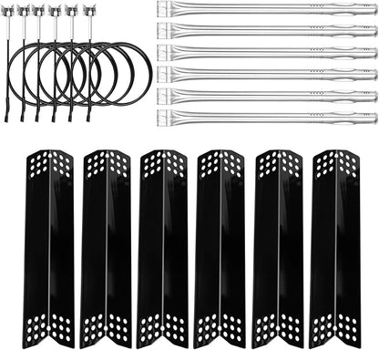 Uniflasy Grill Replacement Parts Kit for Expert Grill 6-Burner 720-0969, 720-0969G, 720-0969GB, 720-0969GA Propane Gas Grill Porcelain Steel Heat Plate Stainless Steel Burners, 6 Packs