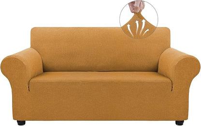 Asnomy Stretch Couch Covers Washable,loveseat Cover Slipcovers,Golden | 1-Piece Sofa Cover(55"-78") loveseat cover Furniture Protector Soft Jacquard,Non-Slip Elastic Bottom for Dogs & Kids