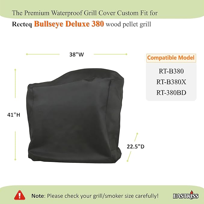Grill Cover for Recteq RT-B380 Bullseye,Rec Tec RT-B380X Bullseye Deluxe Wood Pellet Grill - Heavy Duty Waterproof Fade Resistant Cover for Rectec Bullseye 380 Grill Accessories