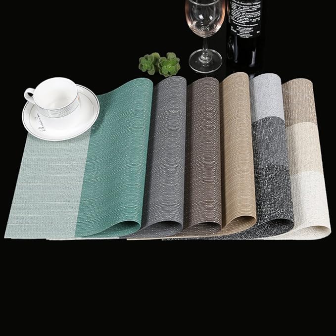 Zupro Placemats Set of 4 for Kitchen Dining Table Washable Braided Table Mats Heat-Resistant Placemats Non-Slip Woven PVC Vinyl Place Mats for Everyday use or Holidays Dinner 18"x12"(Grey)