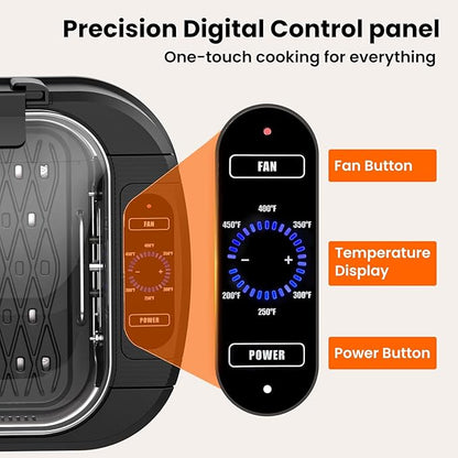 Electactic Indoor Smokeless Grill & Griddle, Nonstick Electric Grill with Adjustable Temperature Control, Dishwasher-Safe Parts and Auto Shut-Off for Everyday Cooking