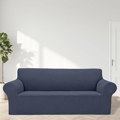 Cupuamon 2026 New Stretch Sofa Slipcovers Couch Cover for 3 Cushion Furniture Protector Sofa Covers with Elastic Bottom Jacquard Fabric Small Checks for Pets, Kids -Sofa, Charcoal