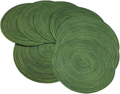 Red-A, Placemats, Round Placemats for Dining Table Set of 8 Woven Heat Resistant Non-Slip Kitchen Table Mats Diameter 14 Inch(Hunter Green)