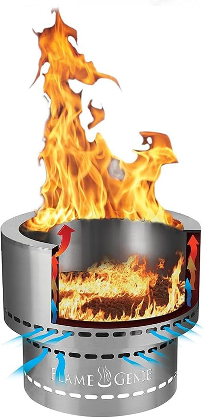 Portable Inferno Smokeless Wood Pellet Outdoor Fire Pit, Rust Proof, 13.5" Diameter, Stainless Steel