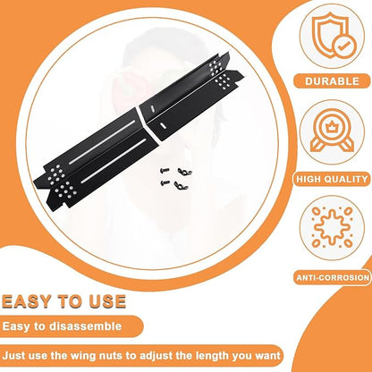 Universal Adjustable Heat Plate Shield, Burner Cover for Gas Grill Char-Broil G550-0006-W1, Replacement Parts for Expert Grill Flame Tamer, Nexgrill Heat Tent etc., 14" to 22" L, 4PCS, Porcelain Steel