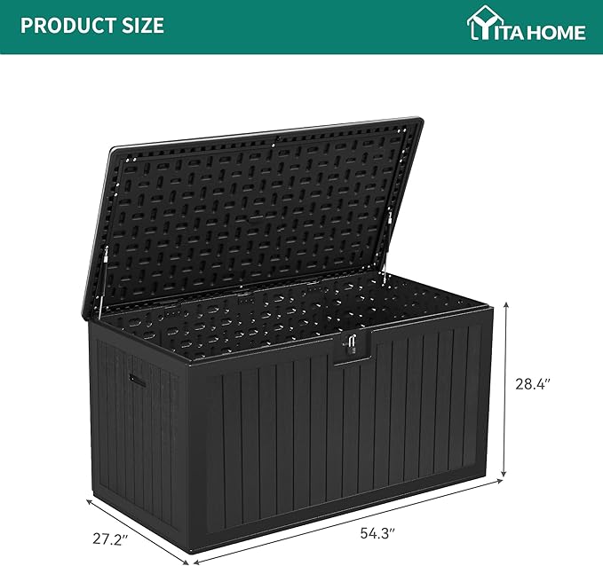 YITAHOME 180 Gallon Large Deck Box with Side Handles, Outdoor Double-Wall Storage for Patio Furniture Cushions, Garden Pool Accessories, Waterproof & Lockable