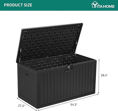 YITAHOME 180 Gallon Large Deck Box with Side Handles, Outdoor Double-Wall Storage for Patio Furniture Cushions, Garden Pool Accessories, Waterproof & Lockable