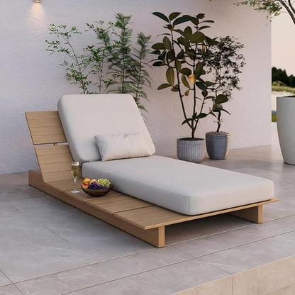 Acanva Solora Patio Chaise Lounge Chair Outdoor | Aluminum Reclining Chairs, 5-Position Adjustable, Water-Resistant Olefin Fabric Cushion, for Poolside, Balcony, Yard