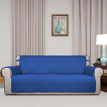 PureFit Reversible Quilted Sofa Cover, Water Resistant Slipcover Furniture Protector, Washable Couch Cover with Non Slip Foam and Elastic Straps for Kids, Pets (X Large, Classic Blue/Ivory) | Classic Blue/Ivory, Water Resistant Couch Protector, Washabl...