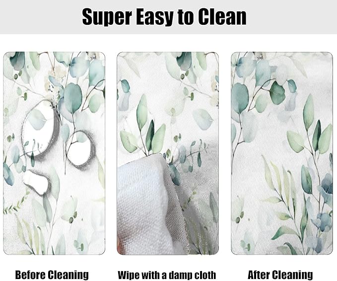 Spring Leaf Oval Elastic Fitted Tablecloth,Floral Sage Green Leaves Elastic Edged Polyester Table Cloths,Indoor Holiday Family Banquet and Outdoor Patio Use,Fits48''x68'' Oval Table