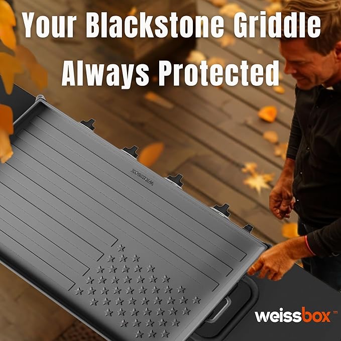36 Inch Silicone Griddle Mat Cover for Blackstone, Heavy Duty Flat Top Grill Protector, Embossed American Flag, Weather Resistant, Not For Omnivore Models, Gray by WEISSBOX