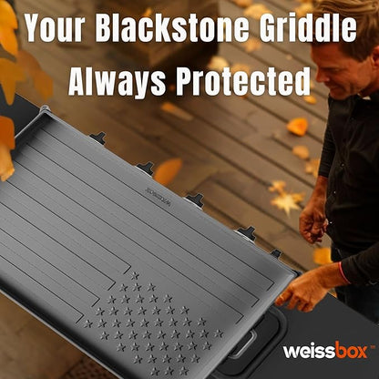 36 Inch Silicone Griddle Mat Cover for Blackstone, Heavy Duty Flat Top Grill Protector, Embossed American Flag, Weather Resistant, Not For Omnivore Models, Gray by WEISSBOX