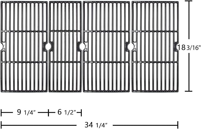 Hongso 18 3/16 x 34 1/4 Inch Porcelain Cast Iron Grill Grates for CharBroil Performance 6 Burners 463244819 463240420 463245917 463276517 463276617 463277918 463238218 466245917 463274919 Models