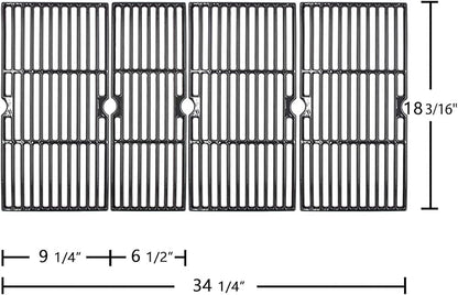 Hongso 18 3/16 x 34 1/4 Inch Porcelain Cast Iron Grill Grates for CharBroil Performance 6 Burners 463244819 463240420 463245917 463276517 463276617 463277918 463238218 466245917 463274919 Models