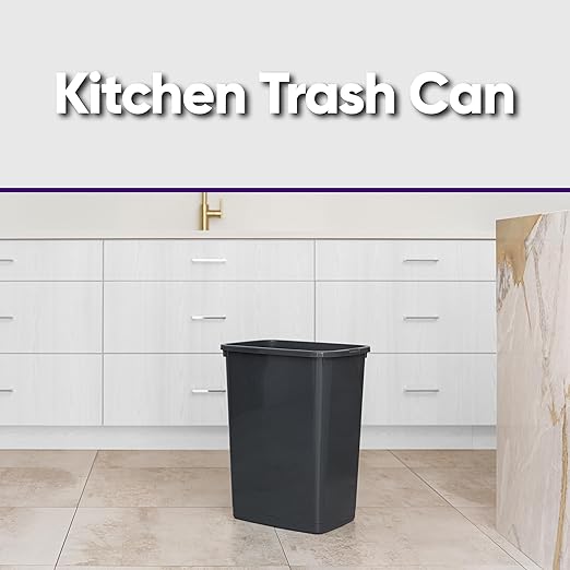 Superio Large Kitchen Trash Can 13 Gallon, 52 Qt Waste Bin for Kitchen, Garage, Indoor and Outdoor Trash Can (4, Dark Grey)