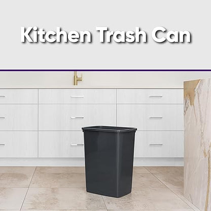 Superio Large Kitchen Trash Can 13 Gallon, 52 Qt Waste Bin for Kitchen, Garage, Indoor and Outdoor Trash Can (4, Dark Grey)