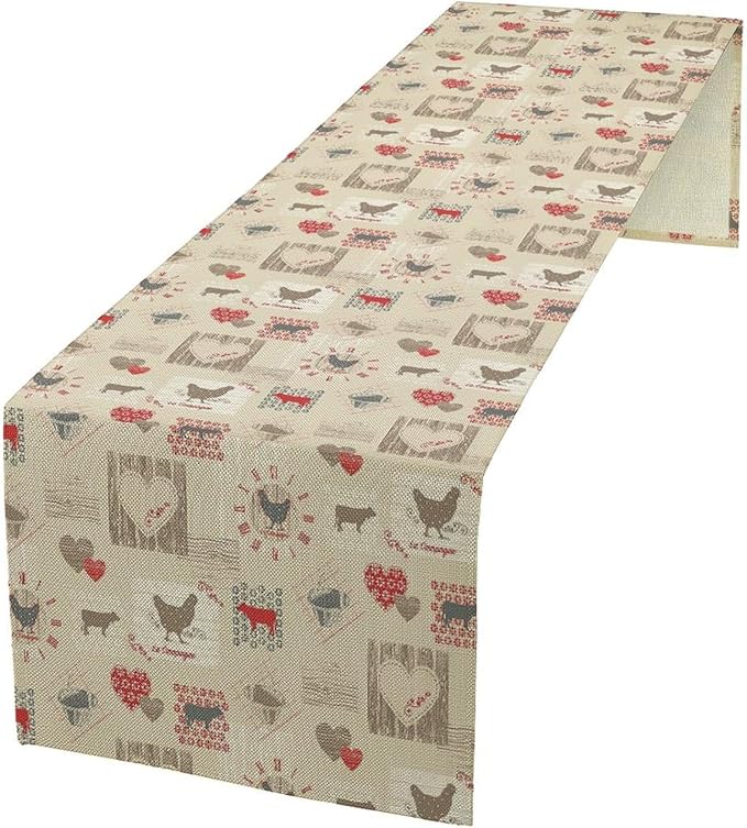 Rustic Farm Animal Table Runner,Vintage Rustic Farm Cow Chickens Country Farmhouse Decorations Runner for Home Kitchen Dining Party Decor,13X90in