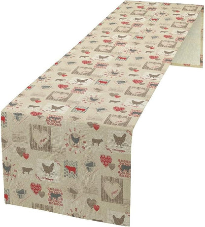 Rustic Farm Animal Table Runner,Vintage Rustic Farm Cow Chickens Country Farmhouse Decorations Runner for Home Kitchen Dining Party Decor,13X36in