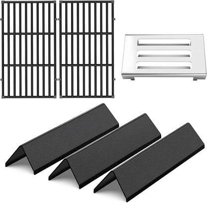 QuliMetal 7637 7635 67060 Grill Replacements for Weber Spirit E210,E220,S210,S215,Spirit 200 & GS4 Spirit II E210,Spirit II E220 with Front Control, Flavorizer Bars+Grates+Heat Deflector