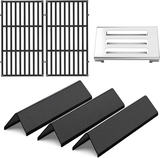 QuliMetal 7637 7635 67060 Grill Replacements for Weber Spirit E210,E220,S210,S215,Spirit 200 & GS4 Spirit II E210,Spirit II E220 with Front Control, Flavorizer Bars+Grates+Heat Deflector