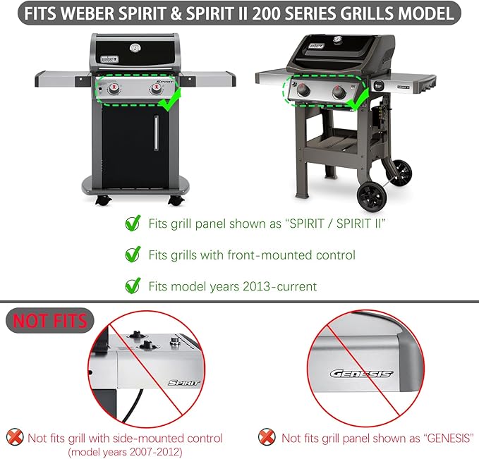 Spirit Grill Replacement Parts 7637 Grates 7635 Flavorizer Bars for Weber Spirit and Spirit II 200 Series Grills with Front Mount Controls E-210 E-215 E220 S210 S-215 S220 II E-210 II S-210 E210