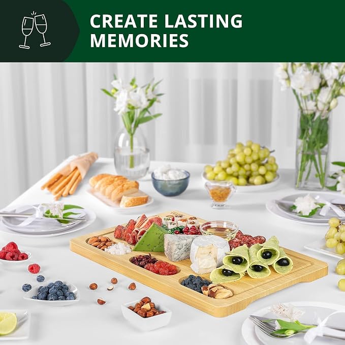 ROYAL CRAFT WOOD Bamboo Cutting Board with Juice Groove - Kitchen Chopping Board for Meat Cheese and Vegetables, Heavy Duty Serving Tray