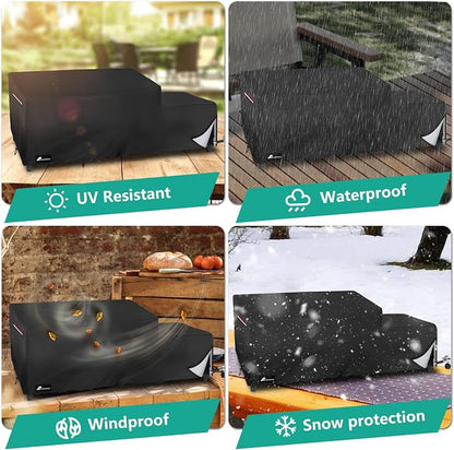 Waterproof Grill Cover for Blackstone 1860/2225 On The Go Range Top Combo Griddle, Heavy-Duty Durable Outdoor Flat Top BBQ Griddle Grill Cover (Cover Only) - Black