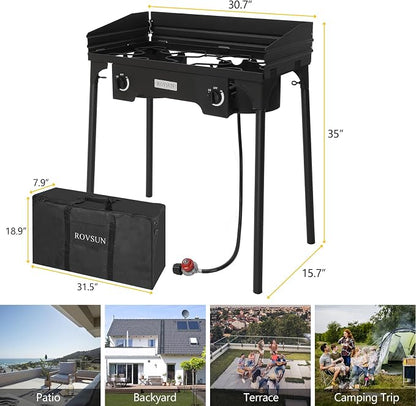 ROVSUN 2/3 Burner Outdoor Propane Gas Stove High Pressure Stand Cooker for Backyard Cooking Camping Home Brewing Canning Turkey Frying